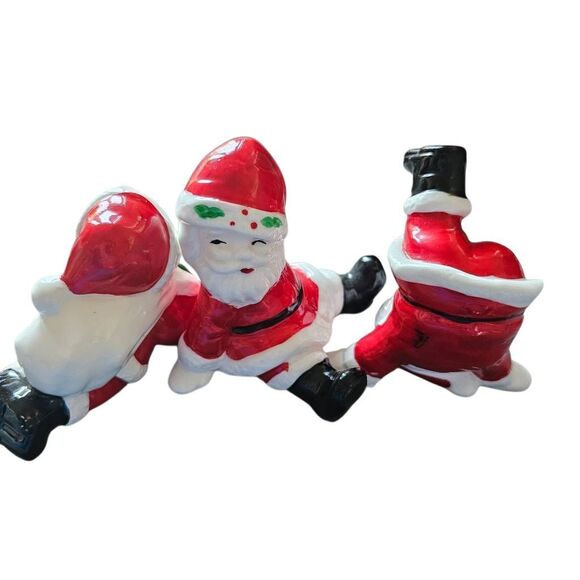 3 vintage ceramic tumbling Santa's figurines decor - Picture 2 of 5